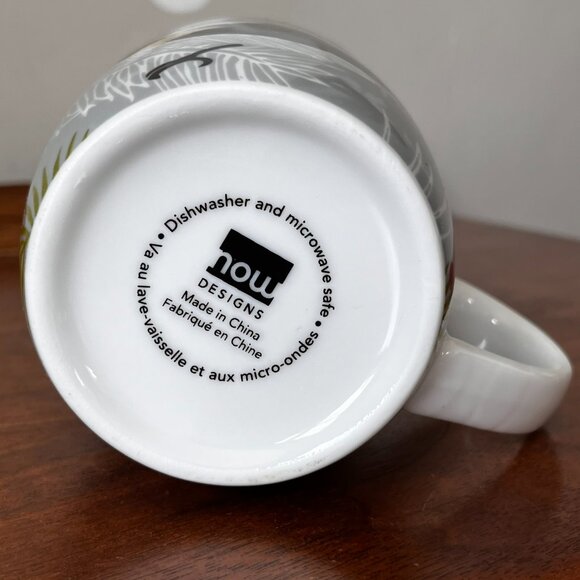 Now Designs Chickadee Porcelain Mug Holiday Christmas Holly Berry Gray 12 oz - Picture 7 of 9